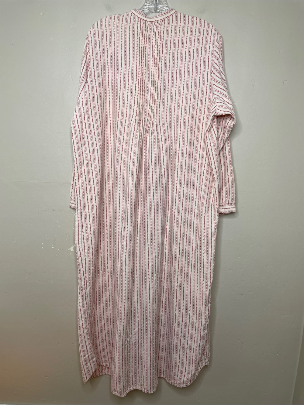 VINTAGE LL Bean Dobby Stripe Flannel Victorian Sleepwear Granny Nightgown Large - Picture 3 of 13